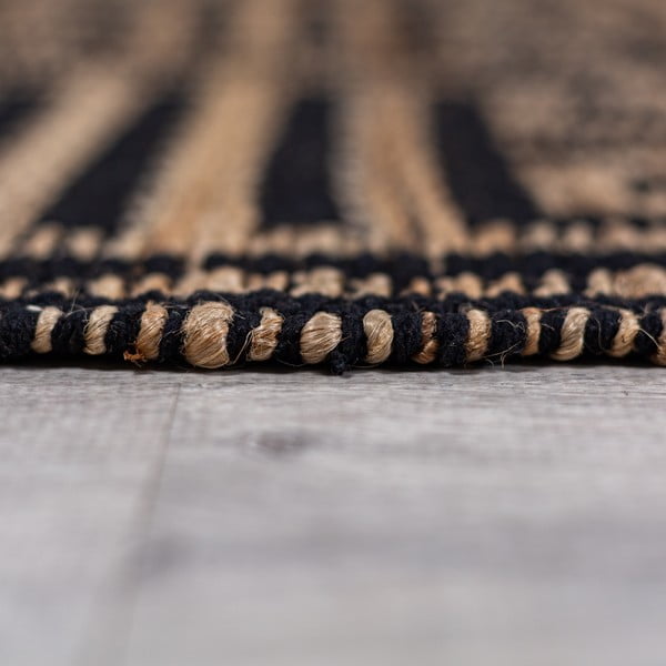 Czarno-naturalny dywan z mieszanki juty tkany ręcznie 120x170 cm Meander Jute – Flair Rugs-image-4