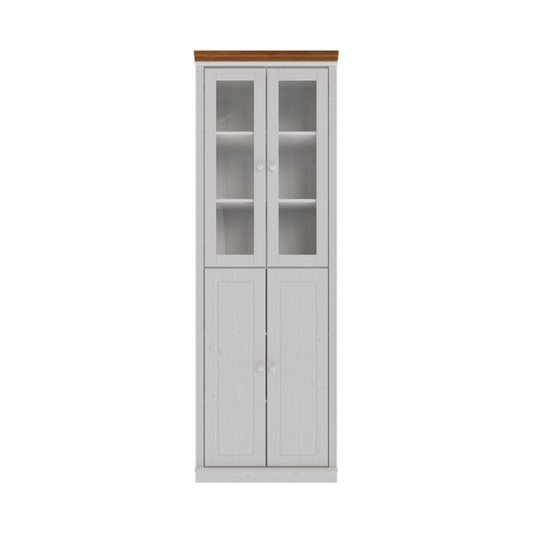 Biała/w bursztynowym kolorze witryna z litego drewna sosnowego 74x223x37 cm Anita – Støraa