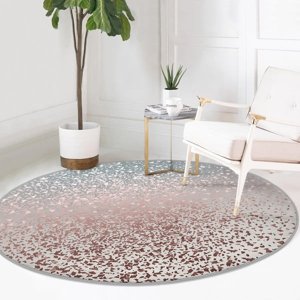 Szaro-miedziany okrągły dywan odpowiedni do prania i robotów sprzątających ø 100 cm Comfort – Mila Home-image-4