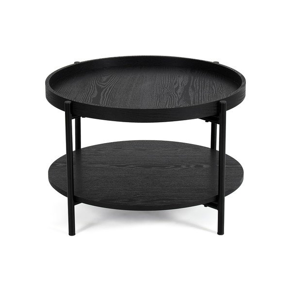 Czarny okrągły stolik w dekorze dębu ø 64 cm Hagen – Bonami Essentials-image-2