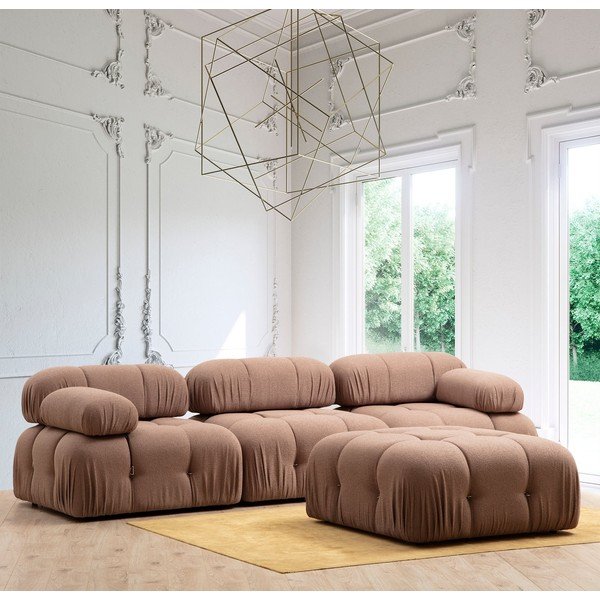 Brązowy puf z materiału bouclé Bubble – Artie-image-2