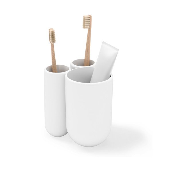 Biały plastikowy kubek na szczoteczki do zębów Touch – Umbra
