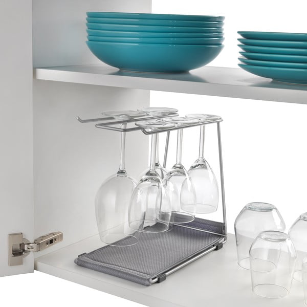 Stalowy uchwyt na kieliszki do wina w kolorze srebra Calix – Metaltex-image-3