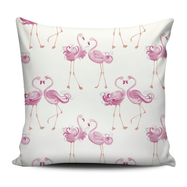 Różowo-biała poduszka Home de Bleu Love Flamingos, 43x43 cm