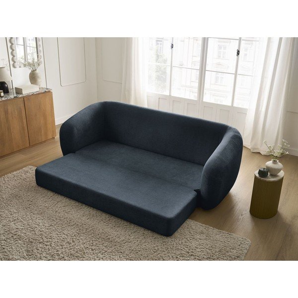 Ciemnoniebieska rozkładana sofa z tkaniny szenilowej 228 cm Neyo – Bobochic Paris-image-1