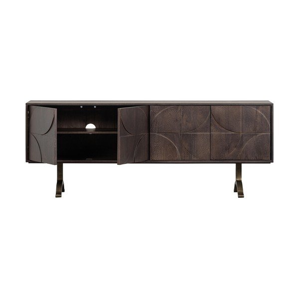 Ciemnobrązowa szafka pod TV z litego drewna mango 180x70x40 cm Draw – WOOOD-image-2