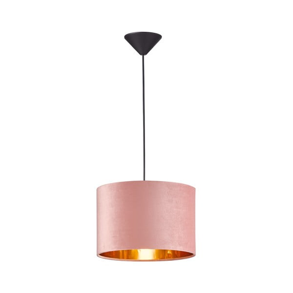 Różowa lampa wisząca z tekstylnym kloszem Aura – Fischer & Honsel