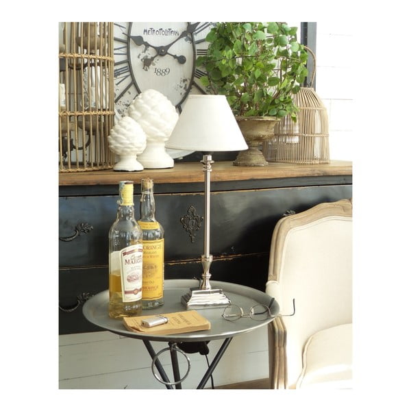 Lampa stołowa z podstawą z drewna mangowego Orchidea Milano Chrome, wys. 48 cm