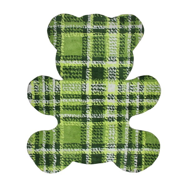 Zielony dywan dziecięcy Teddy Tartan, 100x120 cm
