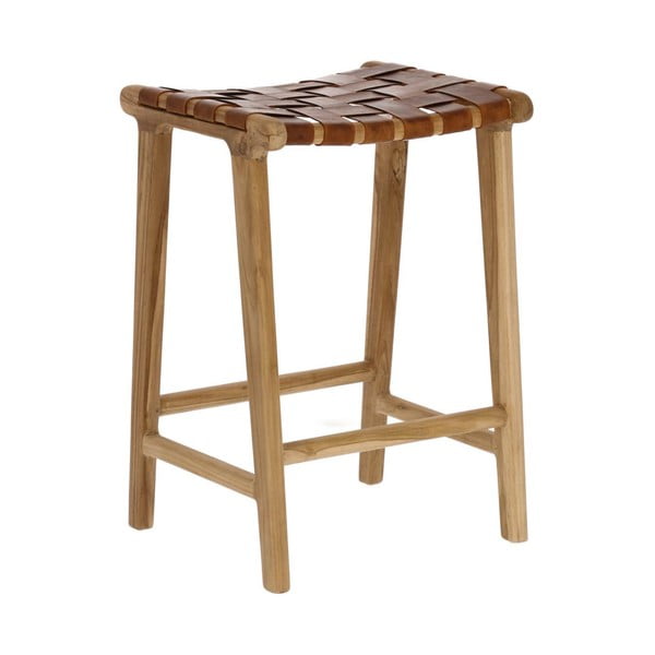 Hoker z imitacji skóry w naturalnym kolorze (wysokość siedziska 67 cm) Calixta – Kave Home