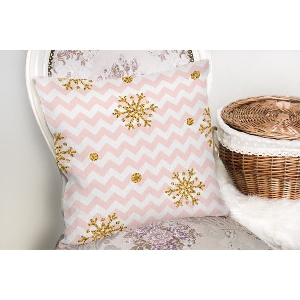 Świąteczna poszewka na poduszkę Minimalist Cushion Covers Golden Snowflakes, 42x42 cm-image-2