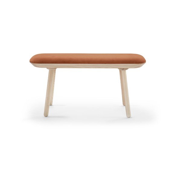 Pomarańczowa aksamitna ławka EMKO Naïve, 100 cm-image-2