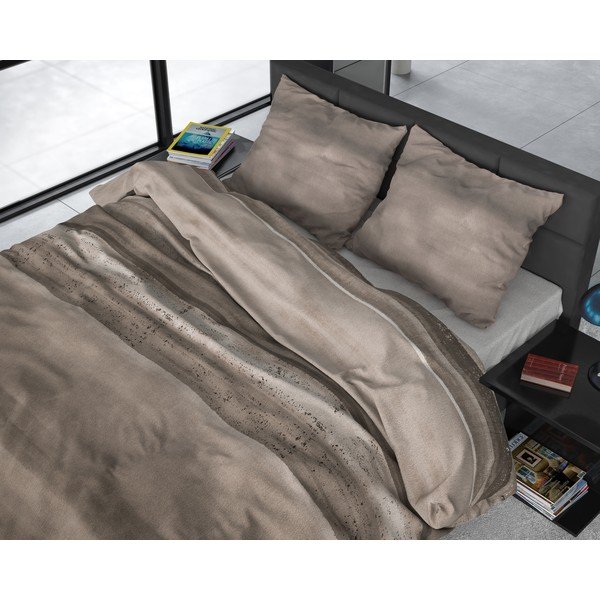 Brązowa flanelowa pościel jednoosobowa Sleeptime Marcus Taupe, 140x220 cm-image-1