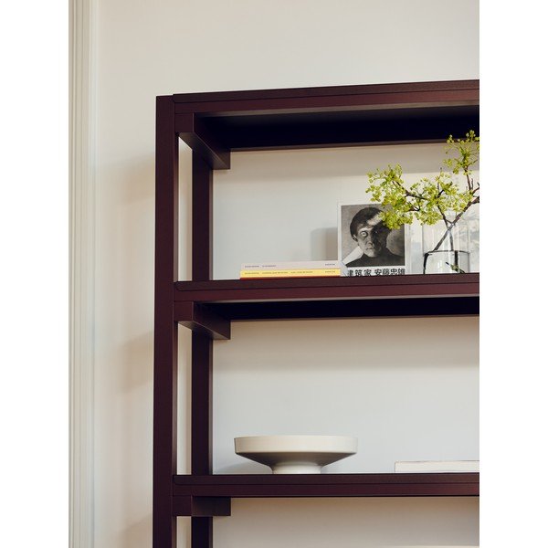 Bordowy regał z litego drewna bukowego 184x180x37 cm Noru – noo.ma-image-1
