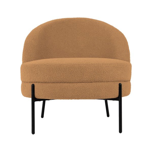 Jasnobrązowy fotel z materiału bouclé Noble – Leitmotiv-image-2