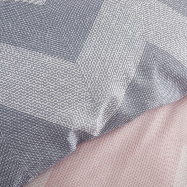 Różowo-szara pościel 200x200 cm Chevron Geo – Catherine Lansfield-image-3