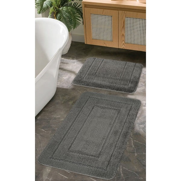 Antracytowe dywaniki łazienkowe zestaw 2 szt. 50x80 cm Cerceve – Foutastic-image-1