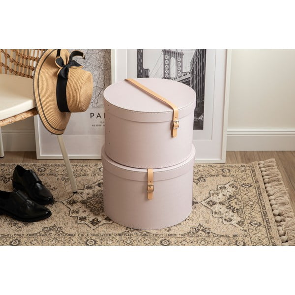 Jasnoróżowe kartonowe pojemniki zestaw 2 szt. z pokrywką ø 37,5x25 cm Rut Restore Paper Laminate – Bigso-image-1