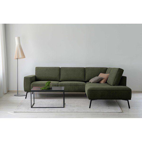 Ciemnozielony narożnik z tkaniny szenilowej (prawostronny/w kształcie litery L) Amsterdam – Scandic-image-1