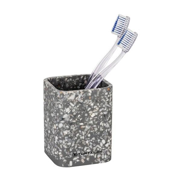 Szary kubek na szczoteczki do zębów z żywicy polimerowej Tom Tailor T-Terrazzo – Wenko-image-3