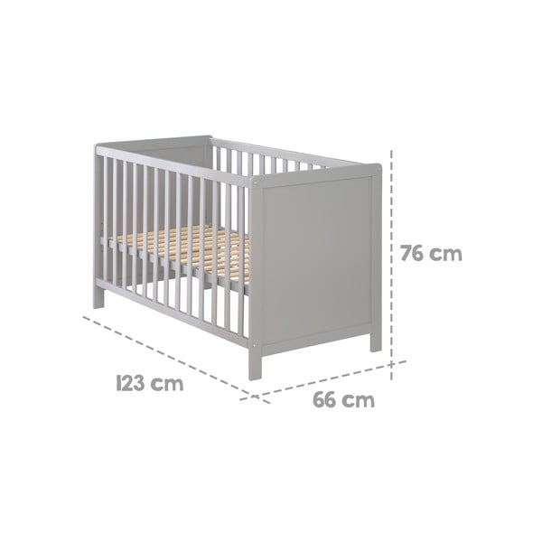 Szare/szarobrązowe łóżeczko 60x120 cm Hamburg – Roba-image-4