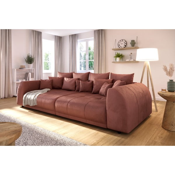Ceglasta sztruksowa sofa 310 cm Vanessa – Ropez-image-3