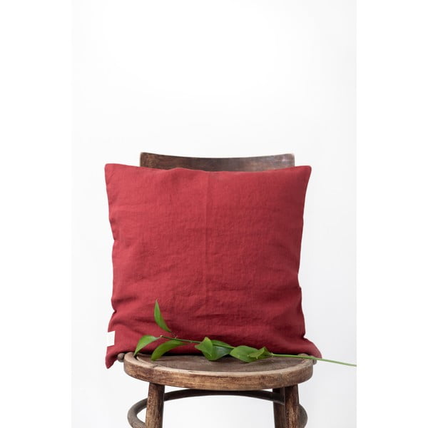 Czerwona lniana poszewka na poduszkę Linen Tales Classic, 50x50 cm