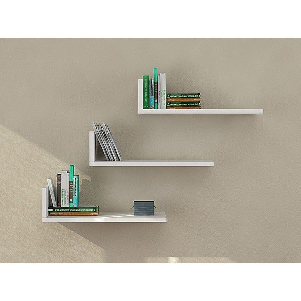 Zestaw 3 białych półek L Model-image-3