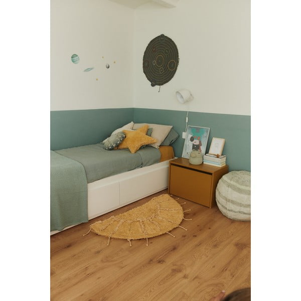 Musztardowy bawełniany okrągły dywan tkany ręcznie odpowiedni do prania ø 100 cm Solar Multishape – Lorena Canals-image-1