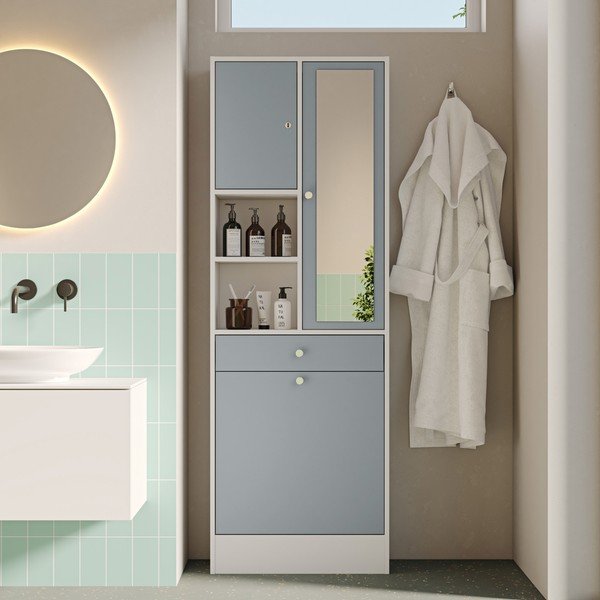 Biało-szara szafka łazienkowa 63x181 cm Combi – TemaHome-image-4