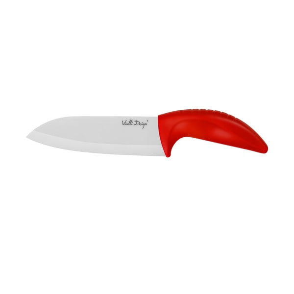 Czerwony nóż ceramiczny Santoku, 14 cm