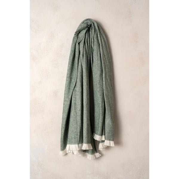 Zielony pled z domieszką bawełny Euromant Linen, 140x180 cm-image-1