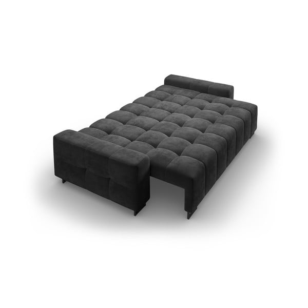 Ciemnoszara aksamitna rozkładana sofa ze schowkiem 250 cm Wicklow – Cosmopolitan Design-image-4