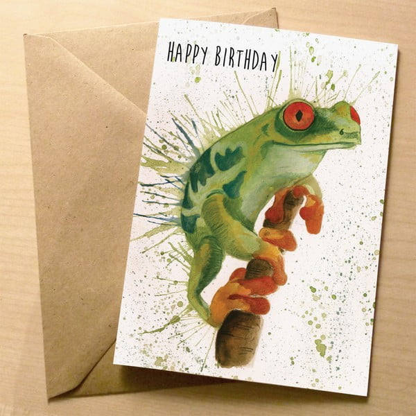 Kartka okolicznościowa Wraptious Splatter Frog Birthday
