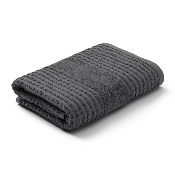 Ciemnoszary ręcznik z bawełny organicznej frotte 50x100 cm Check – JUNA-image-2