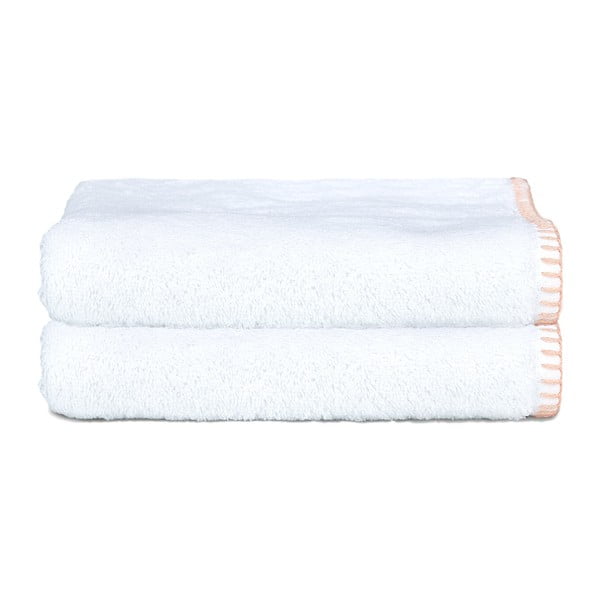 Zestaw 2 ręczników Whyte 50x90 cm, biało-łososiowy