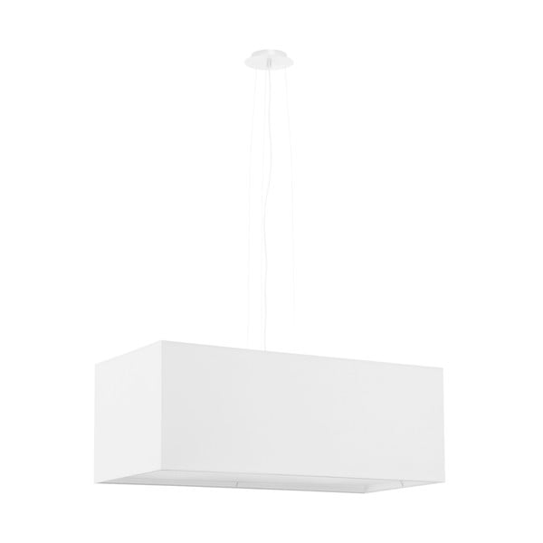 Biała lampa wisząca z tekstylno-szklanym kloszem Gryfin Bis – Nice Lamps