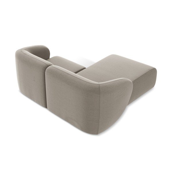 Jasnobrązowy aksamitny narożnik (lewostronny/z szezlongiem) Lani – Makamii-image-3