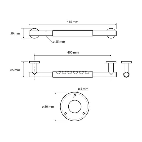 Uchwyt ścienny ze stali nierdzewnej do łazienki 45,5 cm – Sapho-image-1