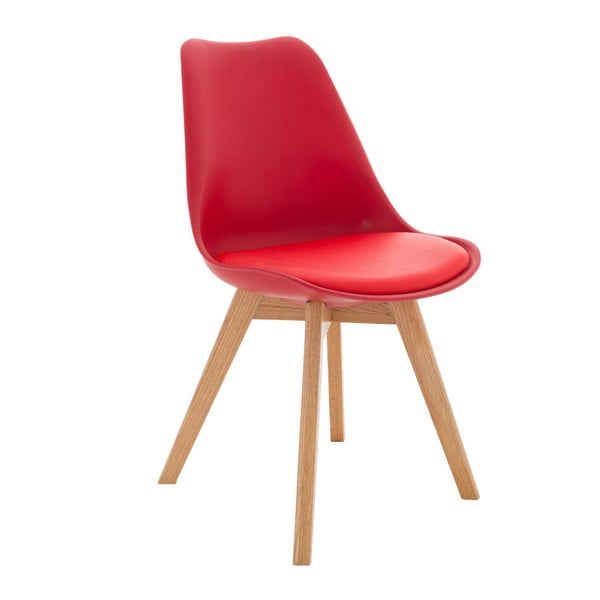 Czerwone krzesło z drewnianymi nogami InArt Solana