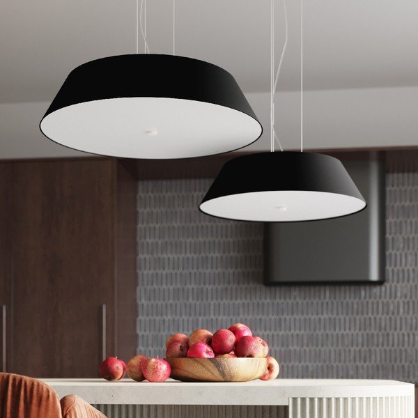 Czarna lampa wisząca ze szklanym kloszem ø 60 cm Hektor – Sollux-image-3