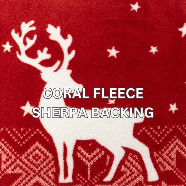 Czerwony koc ze świątecznym motywem z materiału sherpa 130x150 cm – Tiseco Home Studio-image-4