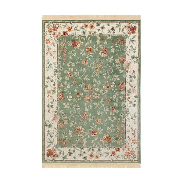 Zielono-kremowy dywan z wiskozy 135x195 cm Oriental – Nouristan
