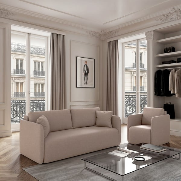 Beżowa rozkładana sofa 220 cm Chaum – Rodier-image-1