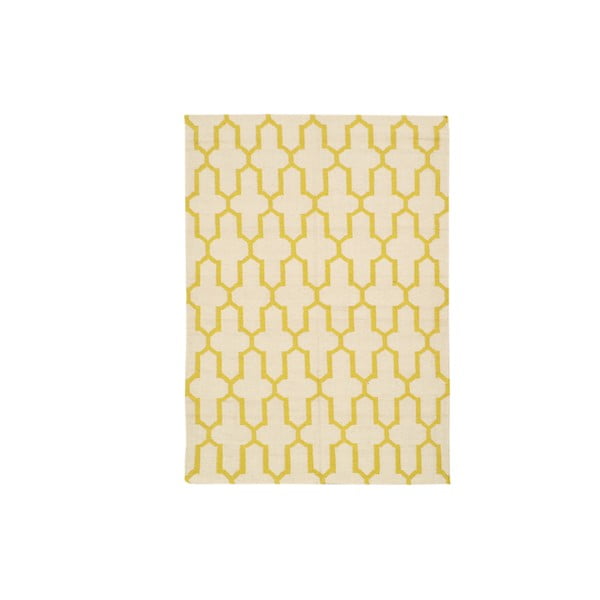 Ręcznie tkany dywan Yellow Lines Kilim, 156x225 cm