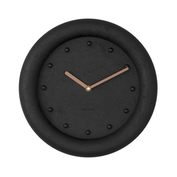 Czarny zegar ścienny Karlsson Petra, ø 30 cm