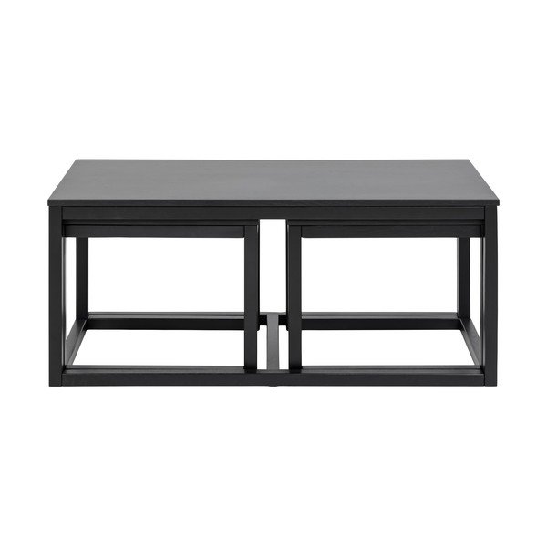 Czarne stoliki z blatem w dekorze dębu zestaw 3 szt. 60x120 cm Cornus – Actona-image-3