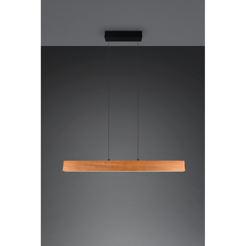 Lampa wisząca LED w naturalnym kolorze z drewnianym kloszem Edgewood – Trio (zdjęcie 3)