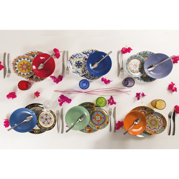 18-częściowy komplet kolorowych naczyń z porcelany i kamionki VDE Tivoli 1996 Renaissance-image-1