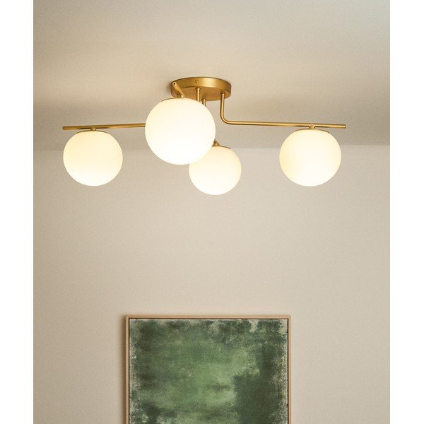 Biała/w kolorze złota metalowa lampa sufitowa ze szklanym kloszem ø 15 cm Brisia – Kave Home-image-1